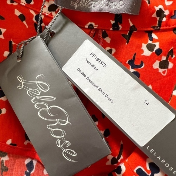 Lela Rose size 14 Vermillion double breasted floral shirt dress sex in the city - Picture 10 of 16